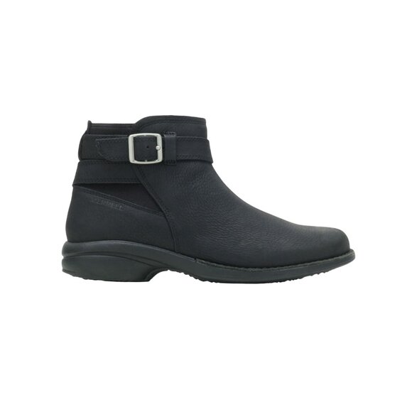 Merrell Andover Bluff Waterproof Womens 8 Nubuck Leather Ankle Booties Black Buc - Picture 3 of 13